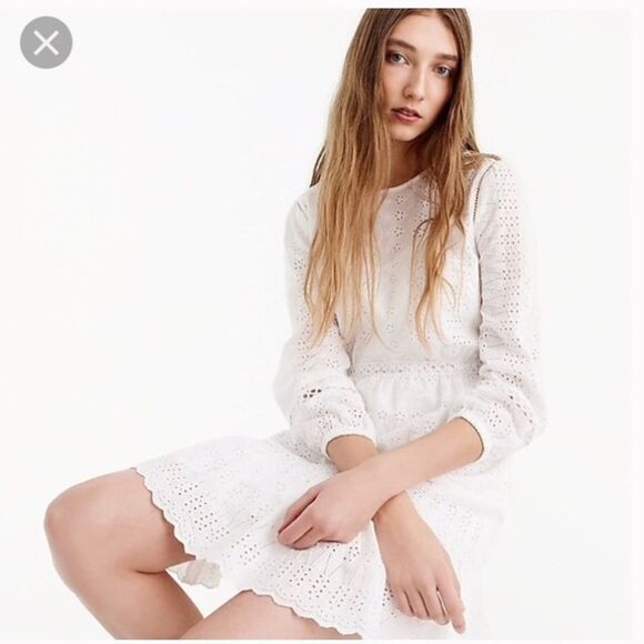 J. Crew Eyelet Embroidery Flutter-Hem Dress In Coral Color Size 8 - Picture 2 of 13